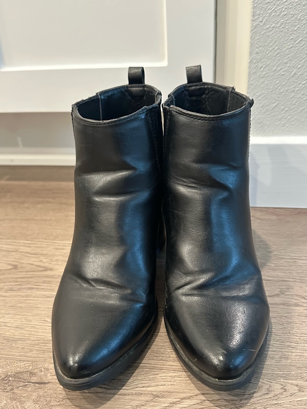 therapy Black Leather Chelsea Ankle Boots with Block Heel - Picture 2 of 6